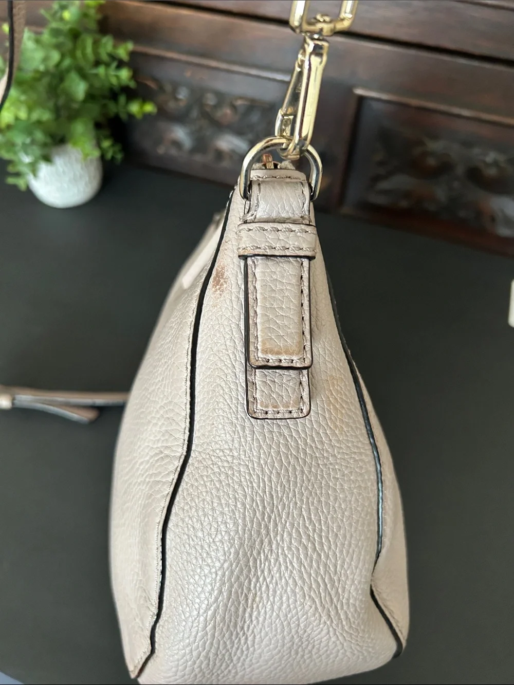 kate spade Pebbled Leather Shoulder Crossbody in Taupe